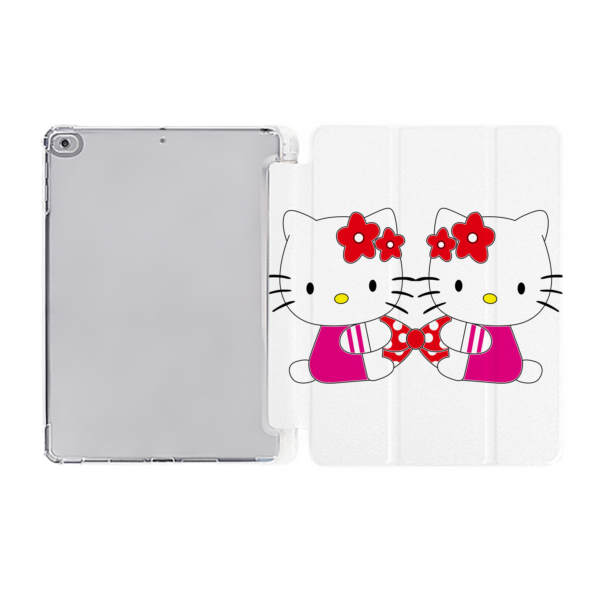 （画像用） Hello Kitty ハローキティ IPad ケース ペン収納付き 三つ折りスタンド PUレザー×シリコン 対応機種9.5/10.5/10.9インチ
